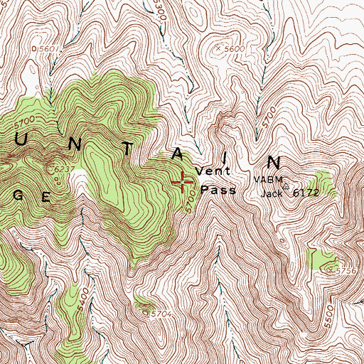 Topographic Map of Vent Pass, NV