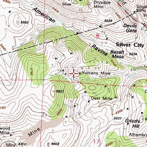 Topographic Map of Vulcano Mine, NV