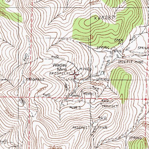 Topographic Map of Wadley Mine, NV