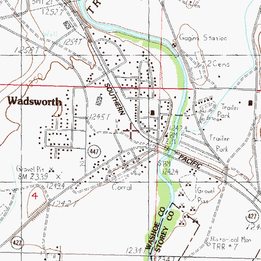 Topographic Map of Wadsworth, NV