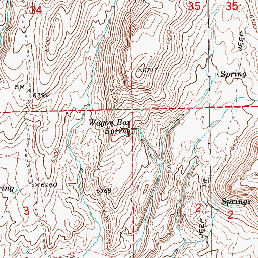 Topographic Map of Wagon Box Spring, NV