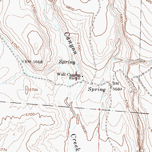 Topographic Map of Wall Canyon Ranch, NV