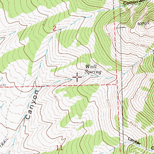 Topographic Map of Wall Spring, NV