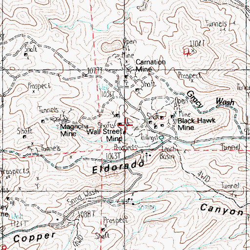 Topographic Map of Wall Street Mine, NV