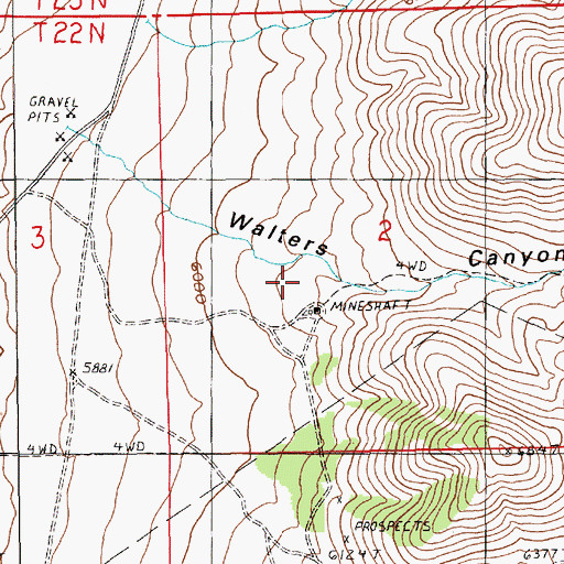 Topographic Map of Walters Canyon, NV