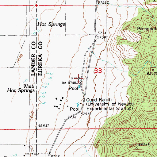 Topographic Map of Walti Hot Springs, NV