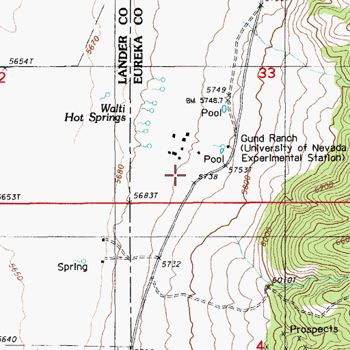 Topographic Map of Walti Ranch, NV