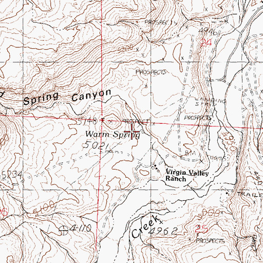 Topographic Map of Warm Spring, NV