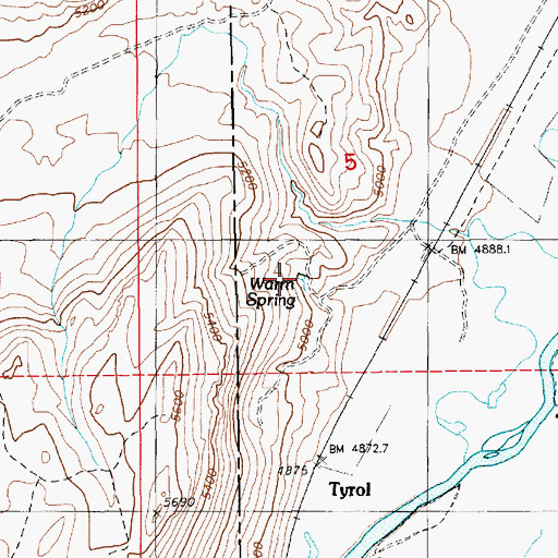 Topographic Map of Warm Spring, NV