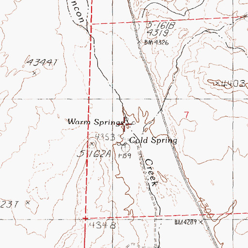 Topographic Map of Warm Springs, NV
