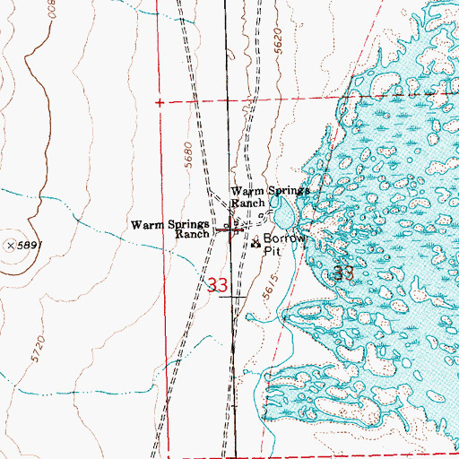 Topographic Map of Warm Springs Ranch, NV