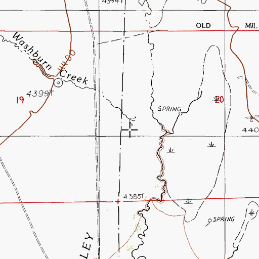 Topographic Map of Washburn Creek, NV