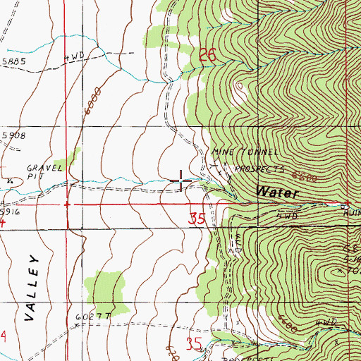 Topographic Map of Water Canyon, NV