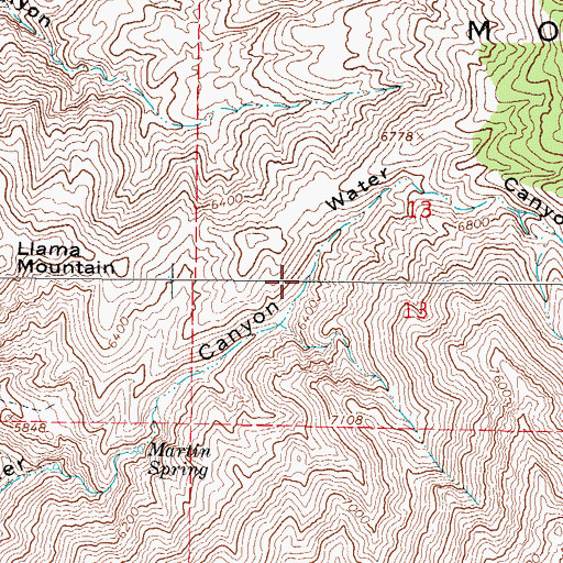 Topographic Map of Water Canyon, NV