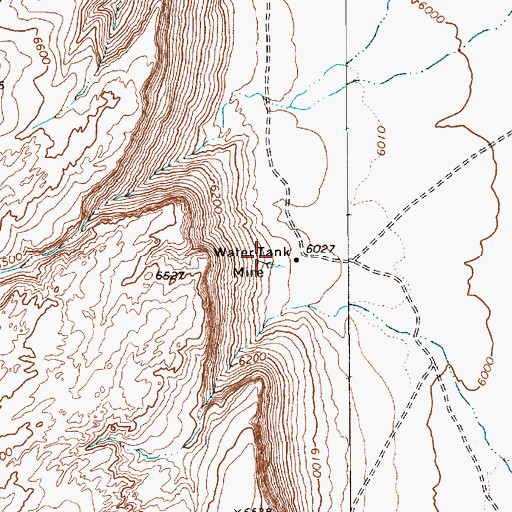 Topographic Map of Water Tank Mine, NV