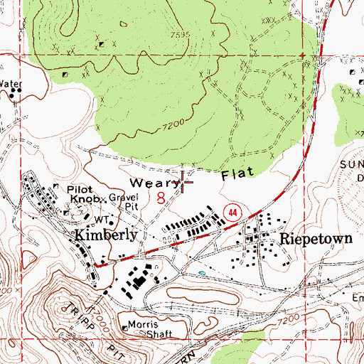 Topographic Map of Weary Flat, NV
