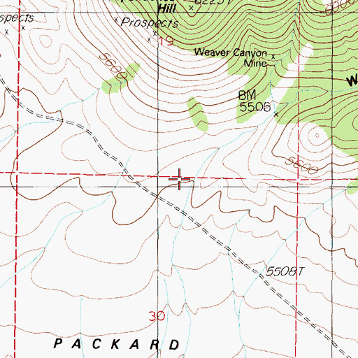Topographic Map of Weaver Canyon, NV