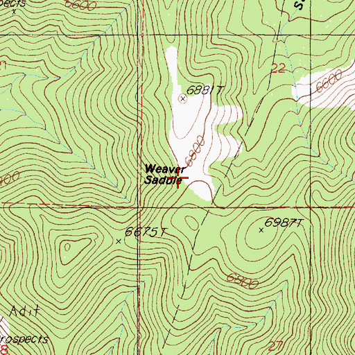 Topographic Map of Weaver Saddle, NV