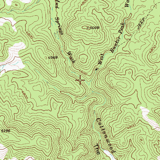 Topographic Map of West Bunker Peak Wash, NV