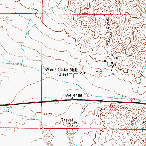 Topographic Map of West Gate Mill, NV