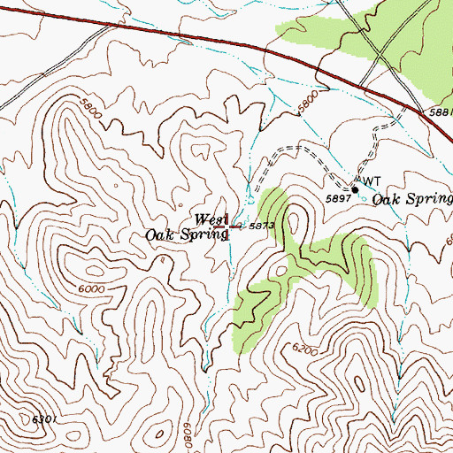 Topographic Map of West Oak Spring, NV
