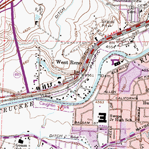 Topographic Map of West Reno, NV