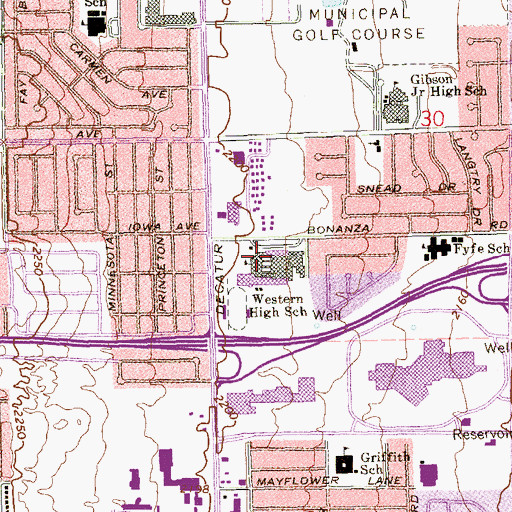 Topographic Map of Western High School, NV