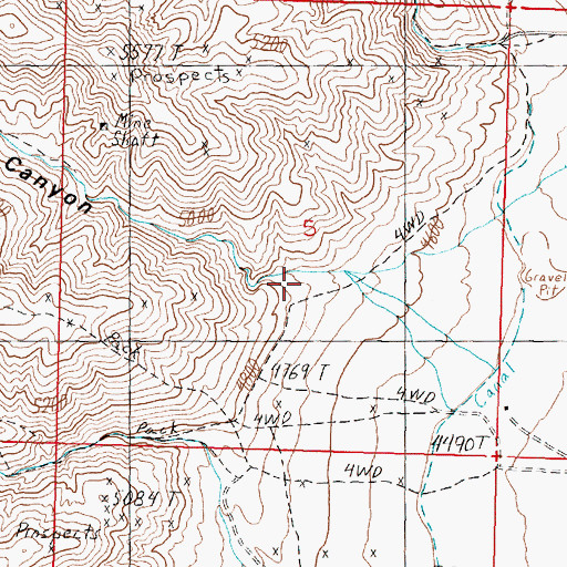 Topographic Map of Western Nevada Canyon, NV