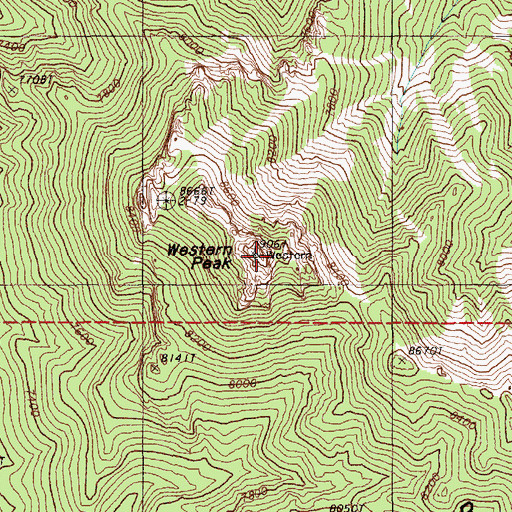 Topographic Map of Western Peak, NV
