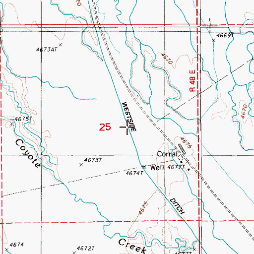 Topographic Map of Westside Ditch, NV