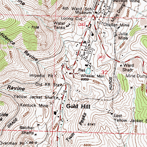 Topographic Map of Wheeler Monument, NV
