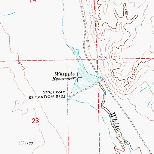 Topographic Map of Whipple Reservoir, NV