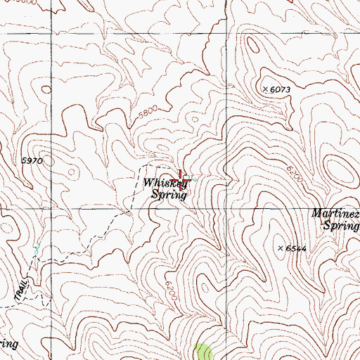 Topographic Map of Whiskey Spring, NV