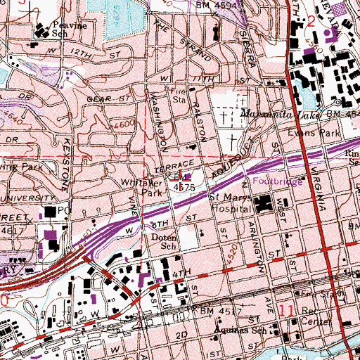 Topographic Map of Whitaker Park, NV