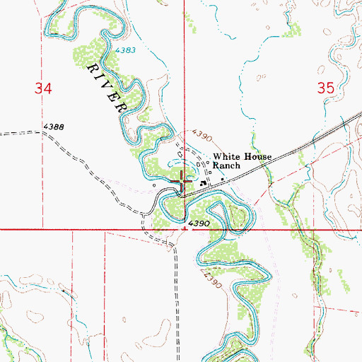 Topographic Map of White House Ranch, NV