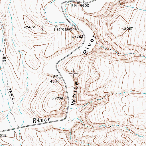 Topographic Map of White River Narrows, NV