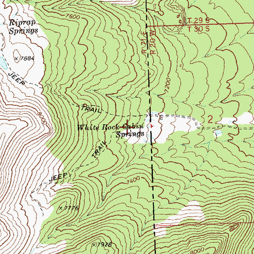 Topographic Map of White Rock Cabin Springs, NV