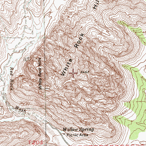 Topographic Map of White Rock Hills, NV