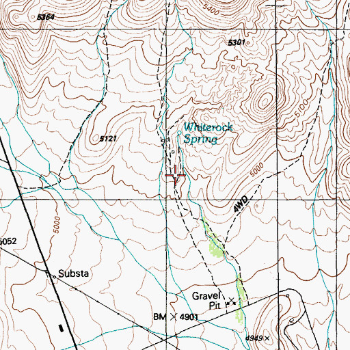 Topographic Map of Whiterock 4 Drill Hole, NV