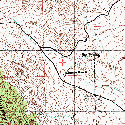 Topographic Map of Whitney Ranch, NV