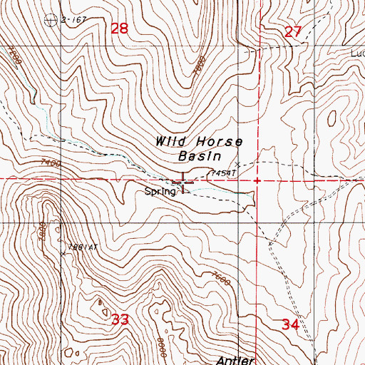 Topographic Map of Wild Horse Basin, NV