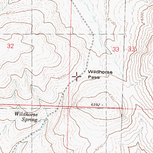Topographic Map of Wild Horse Pass, NV