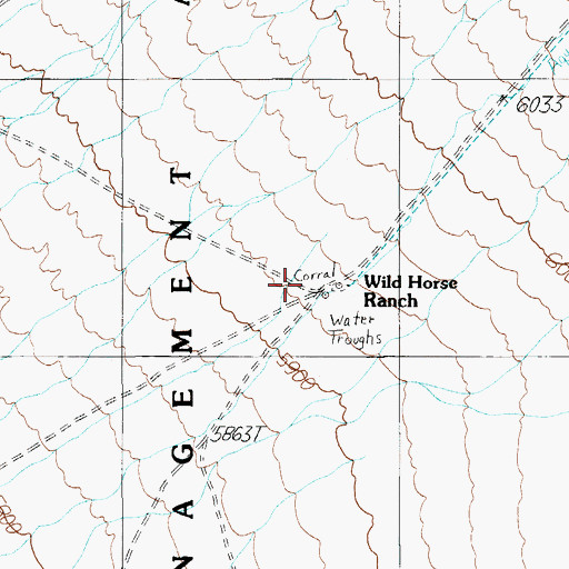 Topographic Map of Wild Horse Ranch, NV