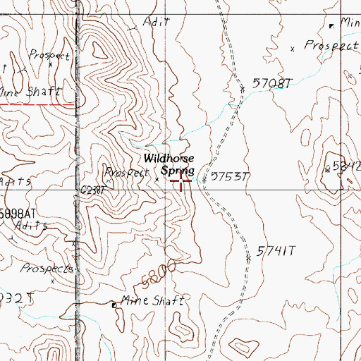 Topographic Map of Wildhorse Spring, NV