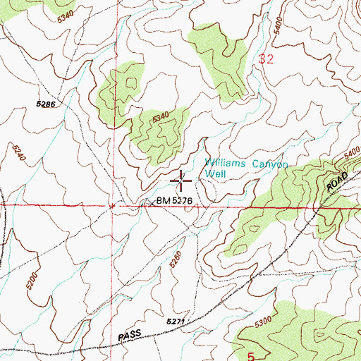 Topographic Map of Williams Canyon Well, NV