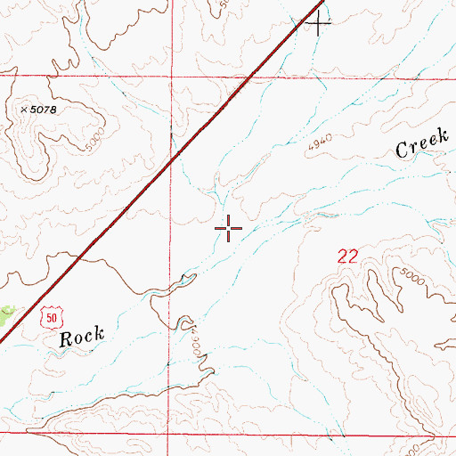 Topographic Map of Willow Creek, NV