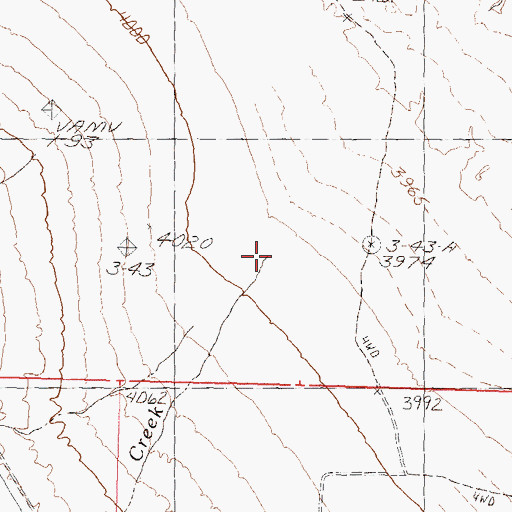 Topographic Map of Willow Creek, NV