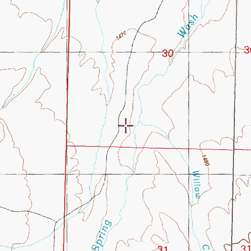 Topographic Map of Willow Creek, NV