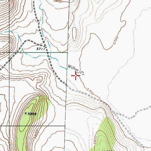 Topographic Map of Willow Creek, NV