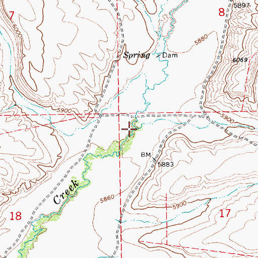 Topographic Map of Willow Creek, NV